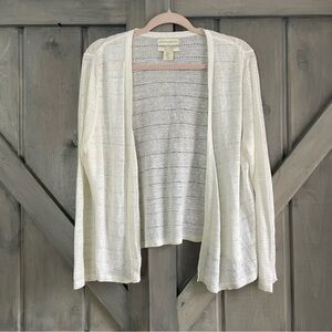 Cynthia Rowley Open Front Knit 100% Linen‎ Ivory Off White Cardigan XL